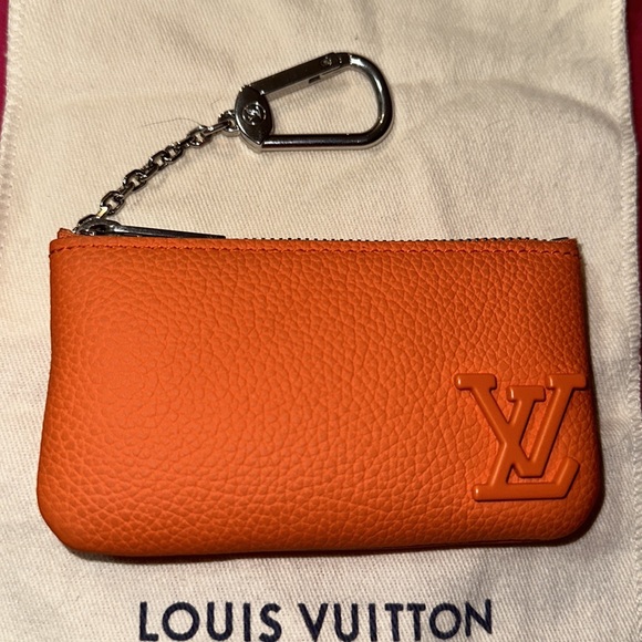Louis Vuitton orange aerogram key pouch clea cles coin purse charm - Picture 13 of 13